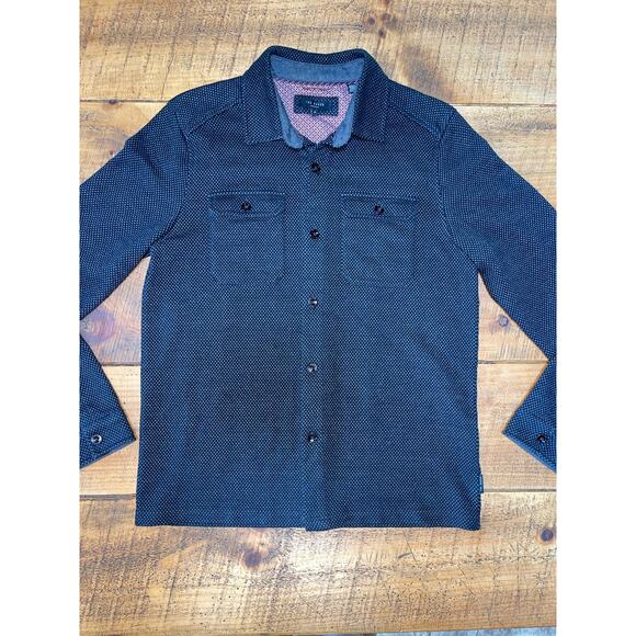 Mens‎ Ted Baker Dark Gray Double Front Pocket Long Sleeve Button Down Shirt 4 - Picture 1 of 7